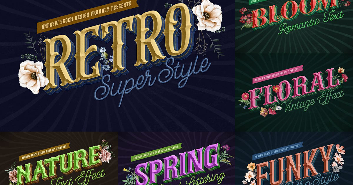 Tải Bộ Text Effect Retro Cực Đẹp, Hoàn Toàn Miễn Phí Cho Designer