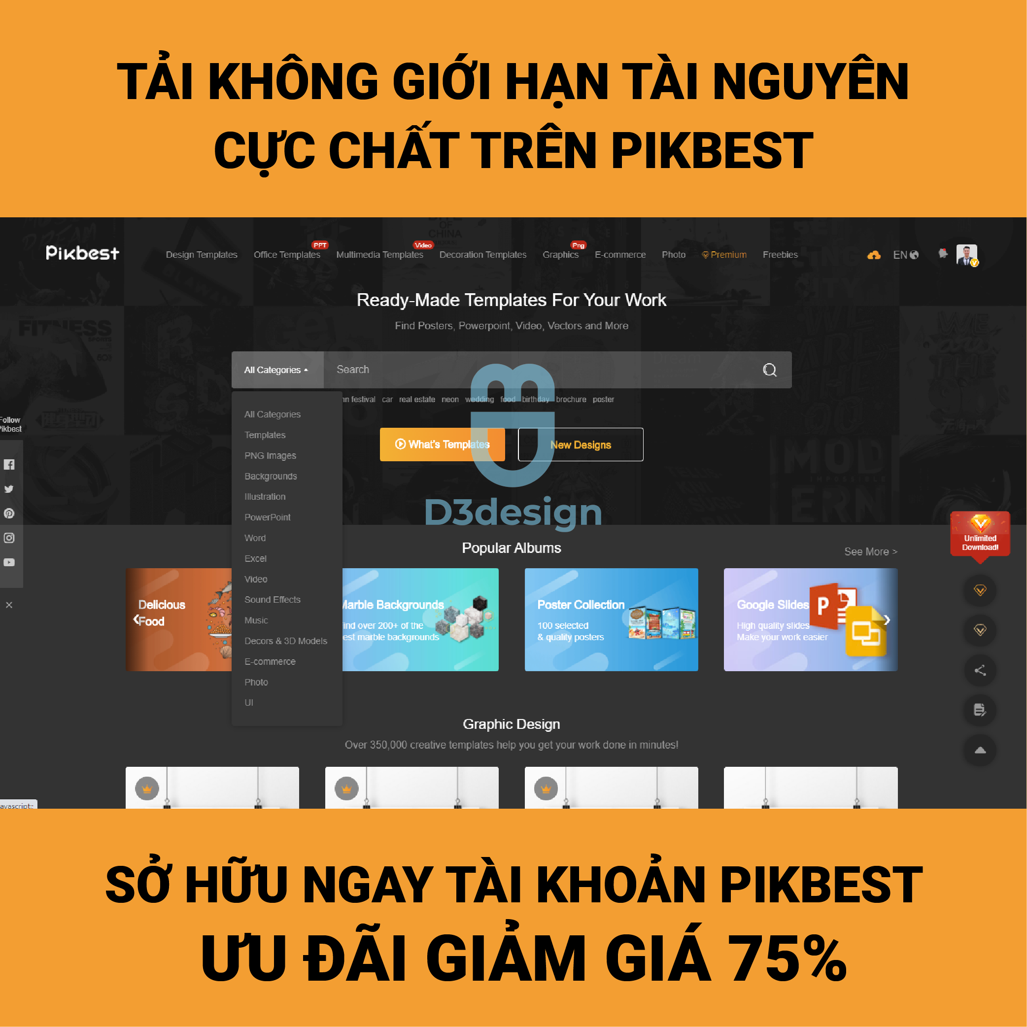 Mua tài khoản Pikbest Premium giá rẻ